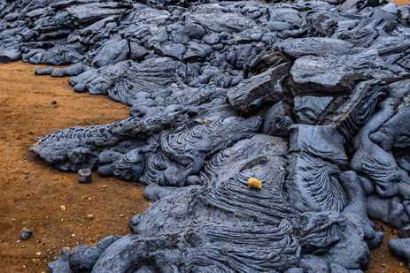 Oozing black lava in Iceland